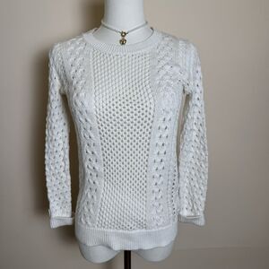 Lilly Pulitzer White Crochet Sweater 100% CottonCrew Neck Anchor Button XS